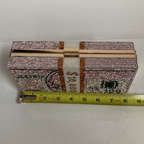 Money Clutch Rhinestone Purse $10,000 Stack of Cash - Picture 13 of 15